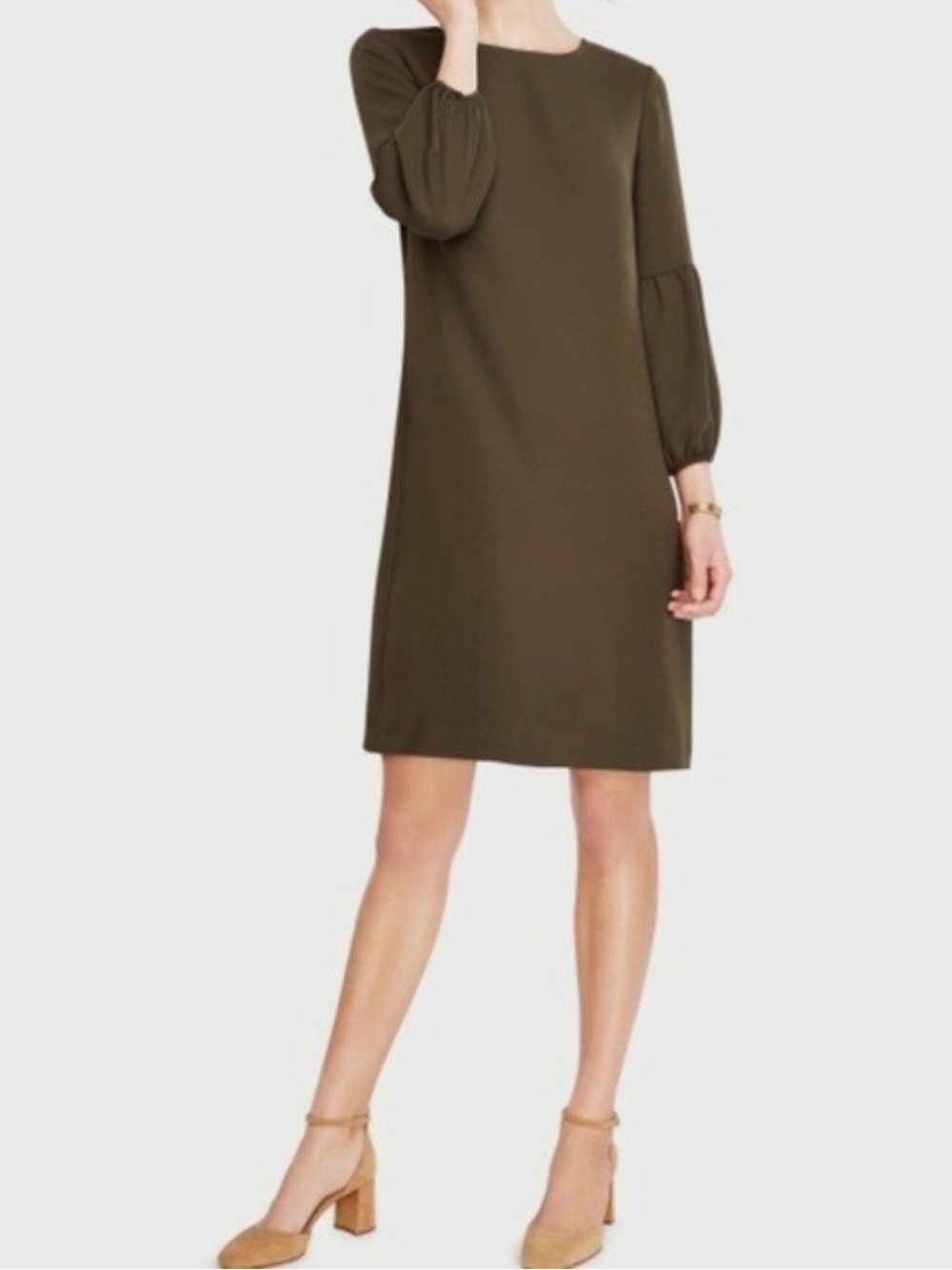 Ann Taylor Classic Olive Green Shift Dress-size 2P